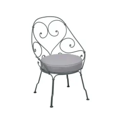 Sittmöbler·Trädgårdsstolar & Utestolar|Trädgårdsstolar & Utestolar-Fermob 1900 Cabriolet karmstol, Storm grey, flannel grey dyna