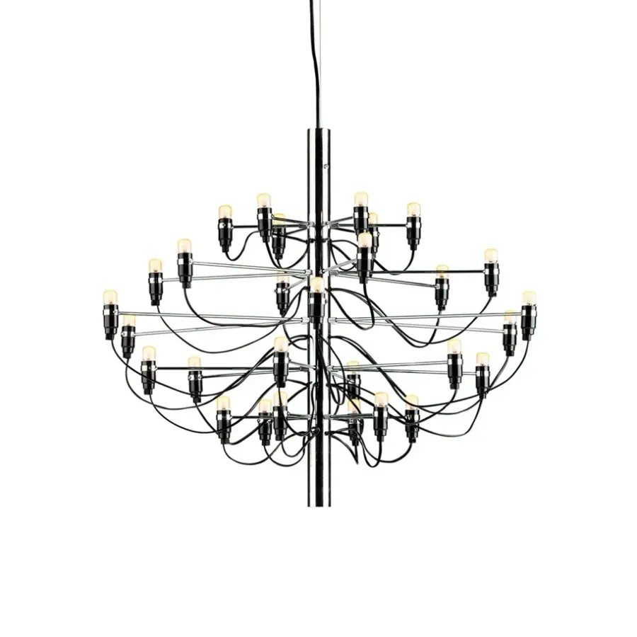 Taklampor & Pendlar-Flos 2097 Sarfatti ljuskrona LED, Krom 30 lampor