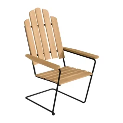 Sittmöbler·Solstolar & Solsängar|Solstolar & Solsängar-Grythyttan Stålmöbler A3 solstol, Oljad ek-svart stålstativ