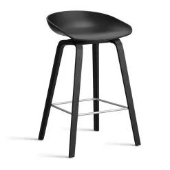 About a Stool 32 Low barstol svart ekstativ 2.0, Svart-rostfritt stålstöd^HAY Outlet