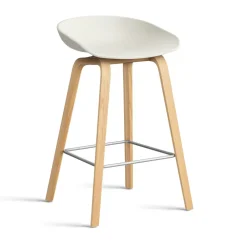 Barstolar-HAY About a Stool 32 Low barstol lackerat ekstativ 2.0, Melange cream-rostfritt stålstöd