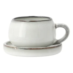 Glöggmuggar|Espressokoppar-Lene Bjerre Amera espressokopp med fat, White sands