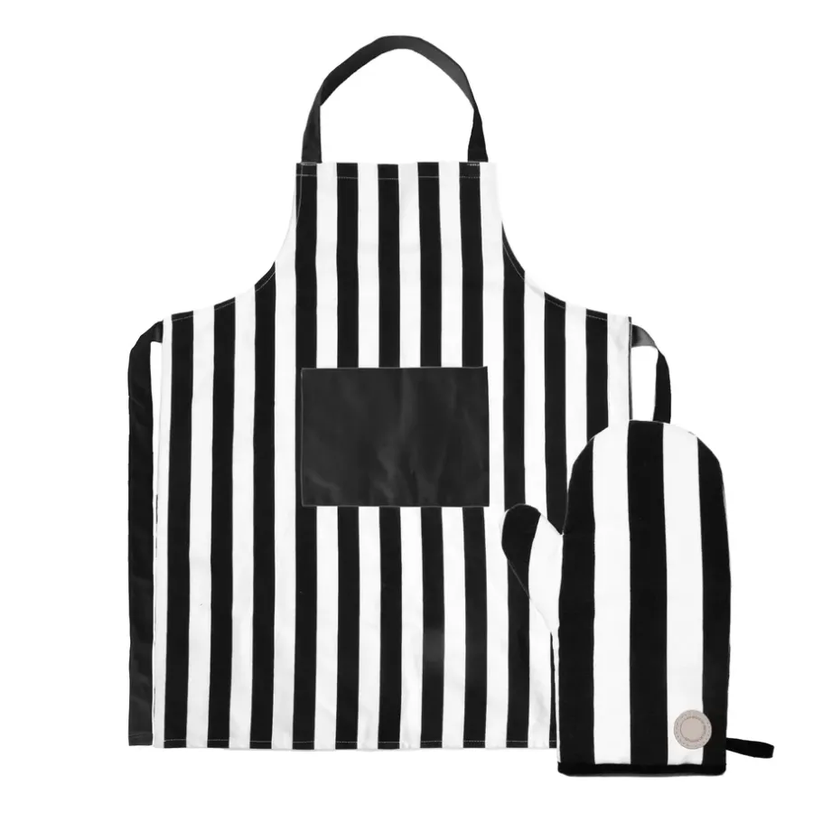 Aron förkläde och grytvante set, Svart-beige^Sagaform Hot