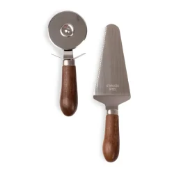 Serveringsbestick-Sagaform Astrid pizza- och pajset, Brun-silver