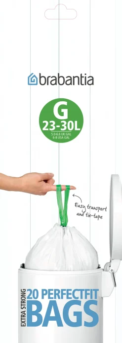 Avfallspåsar G för hinkar på 23-30 liter 20 påsar/rulle, 23-30 l^Brabantia