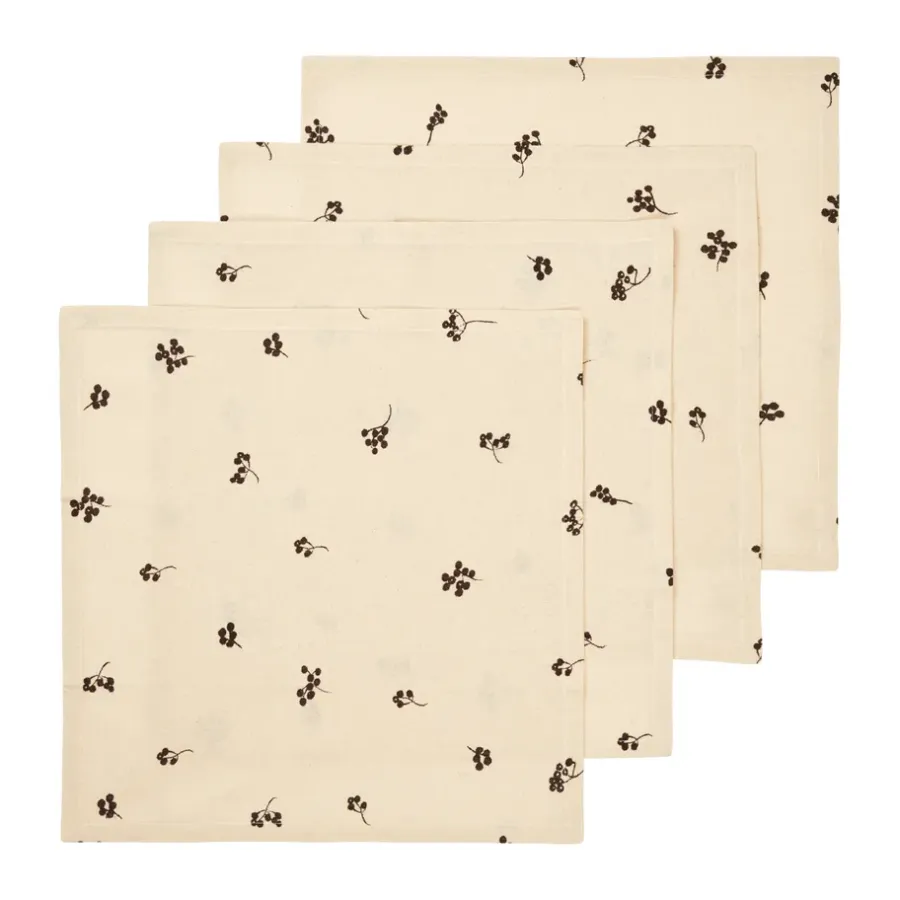 Baies bomullsservett 40x40 cm 4-pack, Natural-dark chocolate^Ferm Living Outlet