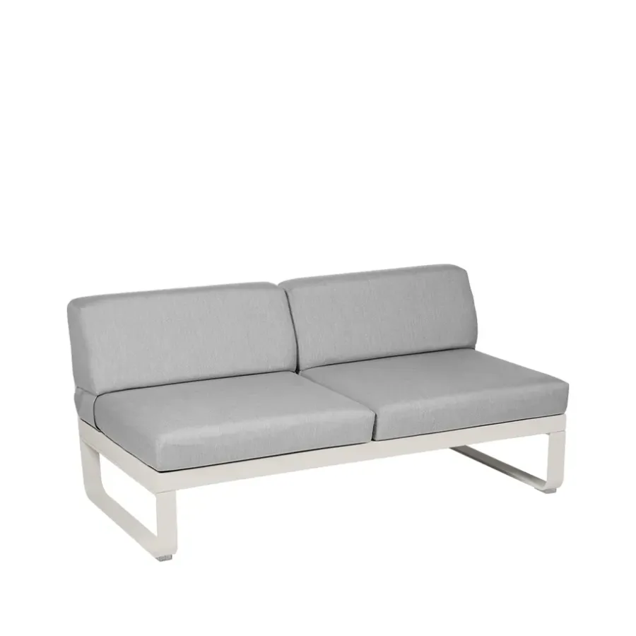 Balkongmöbler·Balkongsoffor|Balkongsoffor-Fermob Bellevie Central modulsoffa, 2-sits clay grey, flannel grey dyna