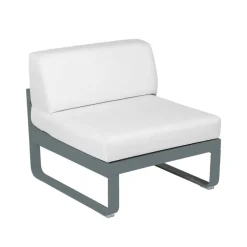 Balkongmöbler·Balkongsoffor|Balkongsoffor-Fermob Bellevie Central modulsoffa, Storm grey, off-white dyna, 1-sits