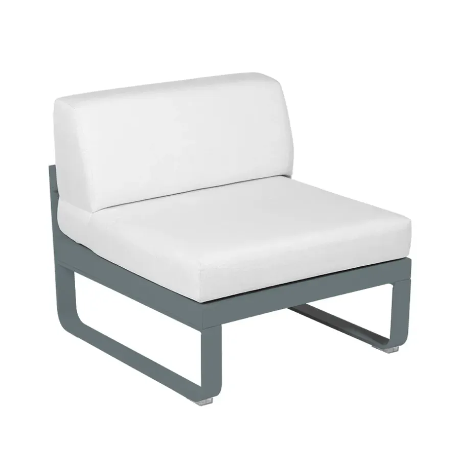 Balkongmöbler·Balkongsoffor|Balkongsoffor-Fermob Bellevie Central modulsoffa, Storm grey, off-white dyna, 1-sits