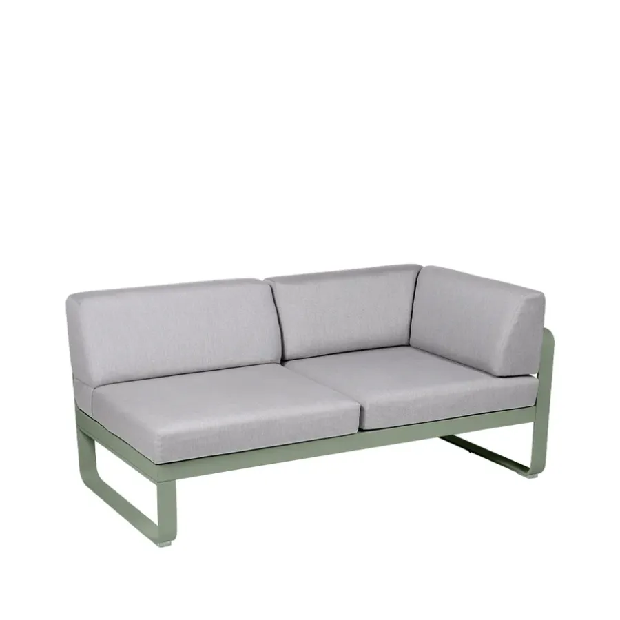 Balkongmöbler·Balkongsoffor|Balkongsoffor-Fermob Bellevie Corner modulsoffa, 2-sits cactus, flannel grey dyna, höger
