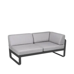 Balkongmöbler·Balkongsoffor|Balkongsoffor-Fermob Bellevie Corner modulsoffa, 2-sits anthracite, flannel grey dyna, höger