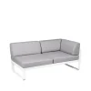 Balkongmöbler·Balkongsoffor|Balkongsoffor-Fermob Bellevie Corner modulsoffa, 2-sits cotton white, flannel grey dyna, höger
