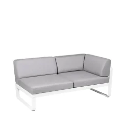 Balkongmöbler·Balkongsoffor|Balkongsoffor-Fermob Bellevie Corner modulsoffa, 2-sits cotton white, flannel grey dyna, höger