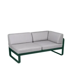 Balkongmöbler·Balkongsoffor|Balkongsoffor-Fermob Bellevie Corner modulsoffa, 2-sits cedar green, flannel grey dyna, höger
