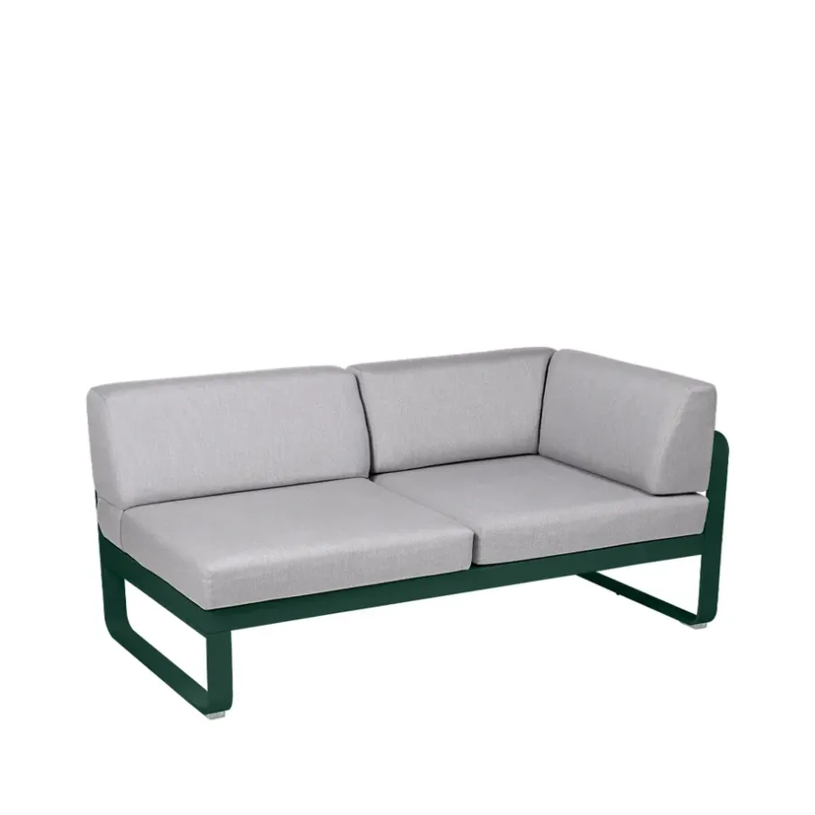 Balkongmöbler·Balkongsoffor|Balkongsoffor-Fermob Bellevie Corner modulsoffa, 2-sits cedar green, flannel grey dyna, höger