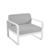 Loungemöbler·Loungefåtöljer & Utefåtöljer|Loungefåtöljer & Utefåtöljer-Fermob Bellevie fåtölj, Cotton white, flannel grey dyna