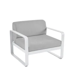 Loungemöbler·Loungefåtöljer & Utefåtöljer|Loungefåtöljer & Utefåtöljer-Fermob Bellevie fåtölj, Cotton white, flannel grey dyna