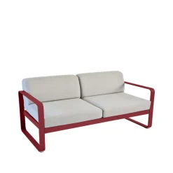 Balkongmöbler·Balkongsoffor|Balkongsoffor-Fermob Bellevie 2-sits soffa, Chili, flannel grey dyna