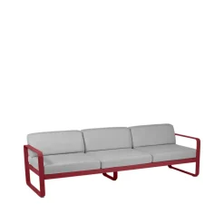 Balkongmöbler·Balkongsoffor|Balkongsoffor-Fermob Bellevie soffa, 3-sits chili-flannel grey dyna