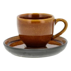 Glöggmuggar|Espressokoppar-Bitz espressokopp med fat 7 cl, Amber-svart