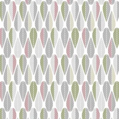Blader tyg, rosa-grå-grön^Arvidssons Textil Online