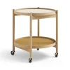 Avlastningsbord & Sidobord-Brdr. Krüger Bølling Tray Table model 50 rullbord, sunny, oljat ekstativ