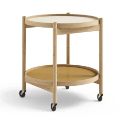 Avlastningsbord & Sidobord-Brdr. Krüger Bølling Tray Table model 50 rullbord, sunny, oljat ekstativ