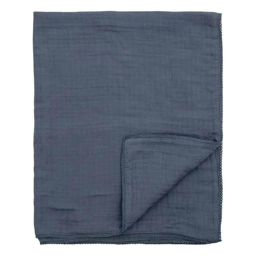 Barnfiltar|Barnfiltar-Bloomingville Muslin filt 80x100 cm, Blå