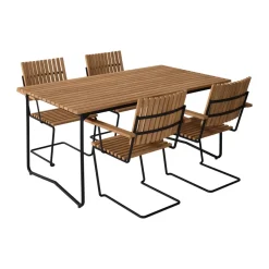 Bovik karmstol, Teak-svart stålstativ^Grythyttan Stålmöbler Outlet