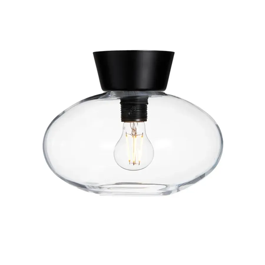 Bullo plafond klarglas Ø27 cm, Mattsvart^Belid Sale