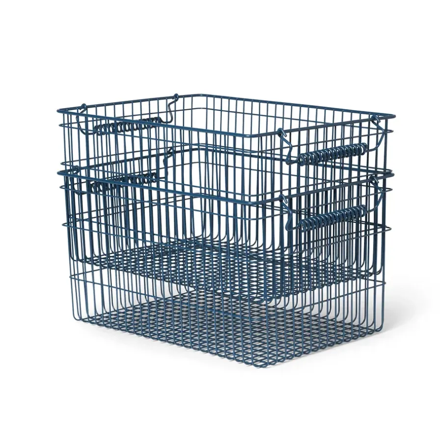 Cala stapelbar korg 2-pack, Dark blue^Ferm Living Outlet