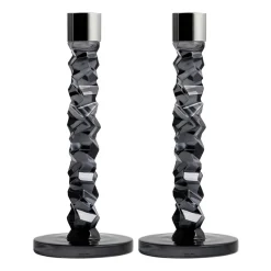 Ljusstakar-Orrefors Carat ljusstake 2-pack antracit, 24,2 cm