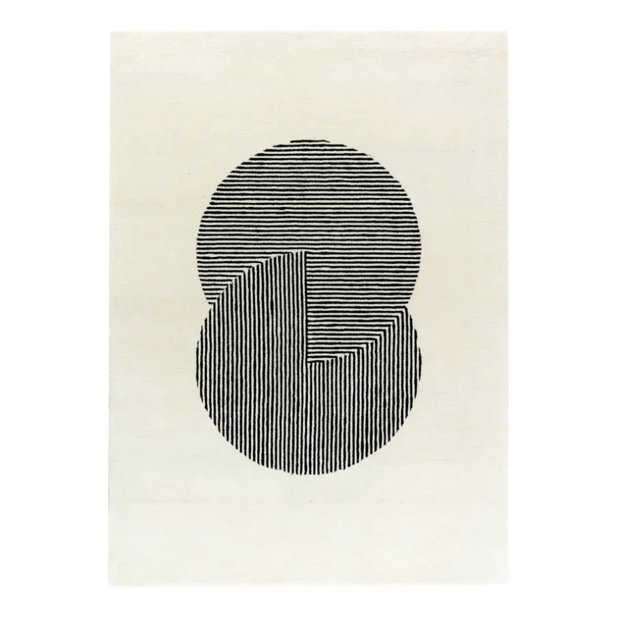 Ullmattor-NJRD Circles ullmatta naturvit, 170x240 cm