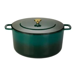 Gjutjärnsgrytor|Grytor-Combekk Enameled gjutjärnsgryta Ø32 cm, Holly Green-gold knob