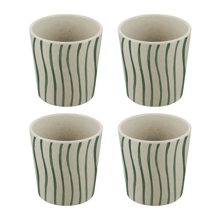 Plastmuggar-Koziol Connect kopp S 19 cl 4-pack, Monstera stripes