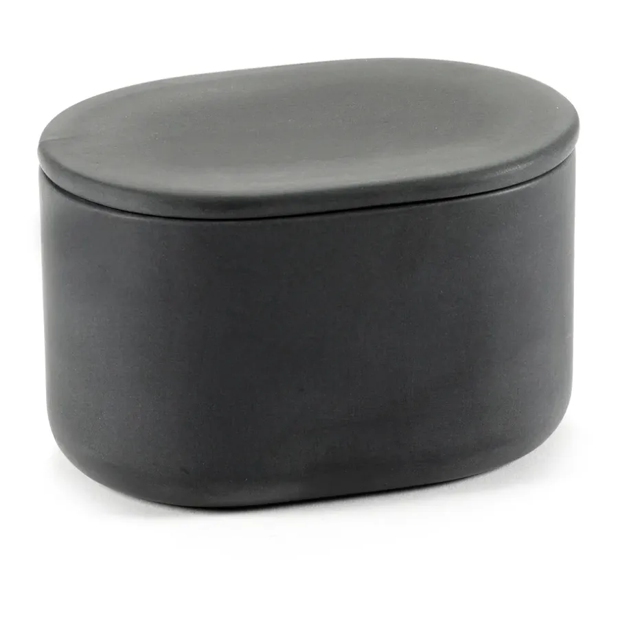 Förvaringsburkar-Serax Cose förvaringsburk oval med lock hög 6,5x10,2 cm, Dark Grey