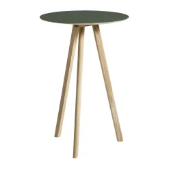 Barbord-HAY CPH20 2.0 barbord Ø70 cm, Green linoleum-lacquered oak