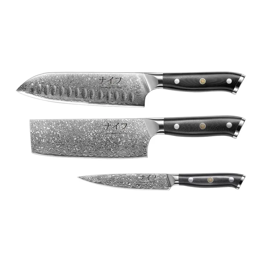 Damascus By knivset 3-delar, Svart-rostfritt stål^Hâws Discount