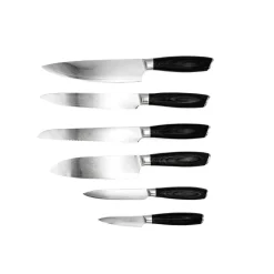 Knivset-Hâws Damascus knivset 6-delar, Brun-rostfritt stål