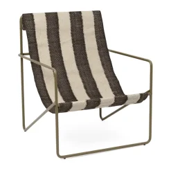 Loungemöbler·Loungefåtöljer & Utefåtöljer|Loungefåtöljer & Utefåtöljer-Ferm Living Desert lounge chair, Olive, off-white, chocolate