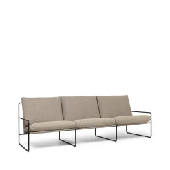 Desert 3-sits soffa, tyg dark sand, svart stativ^Ferm Living Outlet