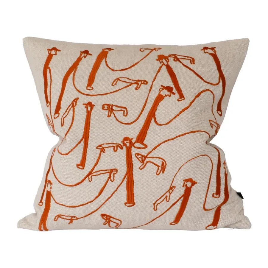 Kuddfodral-Fine Little Day Dog walk kuddfodral 48x48 cm, Natur-orange