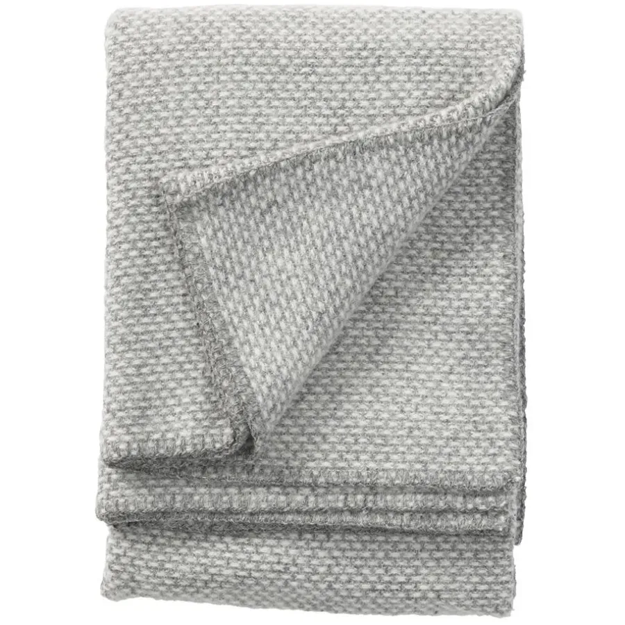 Ullplädar & Ullfiltar-Klippan Yllefabrik Domino ullfilt, ljusgrå