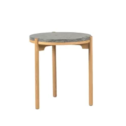 Avlastningsbord & Sidobord-Mavis Dondo sidobord vitpigmenterad ek Ø45 cm, Slipad kalksten