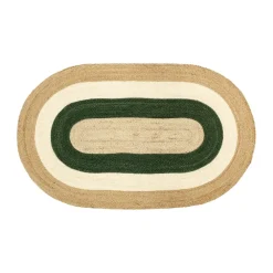 Elin striped oval jutematta 92x150 cm, Green^Dixie