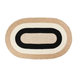 Jutemattor-Dixie Elin striped oval jutematta 92x150 cm, Black