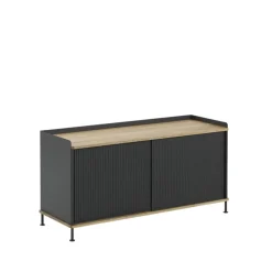 Tv-Bänkar & Mediabänkar|Tv-Bänkar & Mediabänkar-Muuto Enfold Low sideboard, Black-Oak-Metal
