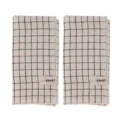 Tygservetter|Tygservetter-ERNST servetter 2-pack rutig 40x40 cm, Svart-beige