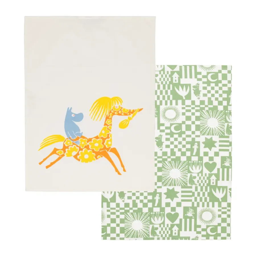 Kökshanddukar|Kökshanddukar-Moomin Arabia Fest mumin kökshandduk 50x70 cm 2 delar, Grön