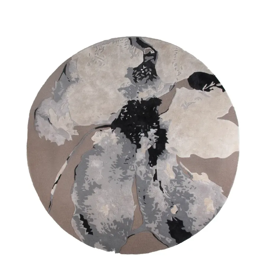 Runda Mattor-AYTM Floreo matta Ø200 cm, Vit-grå